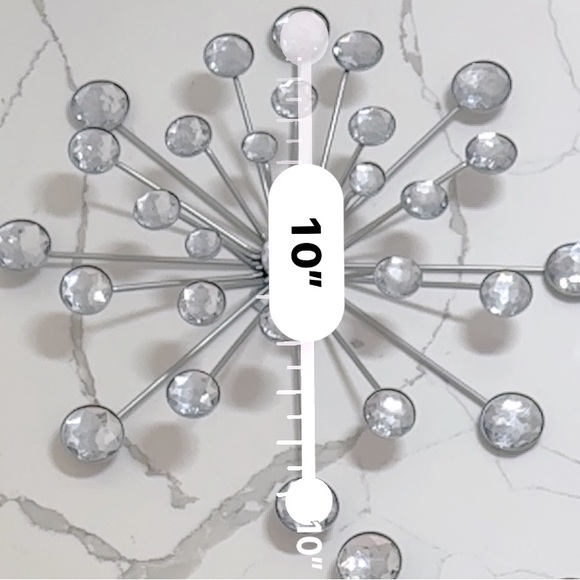 Set of 3 Jeweled 3D Silver Metal Atomic Starburst Wall - Picture 2 of 7